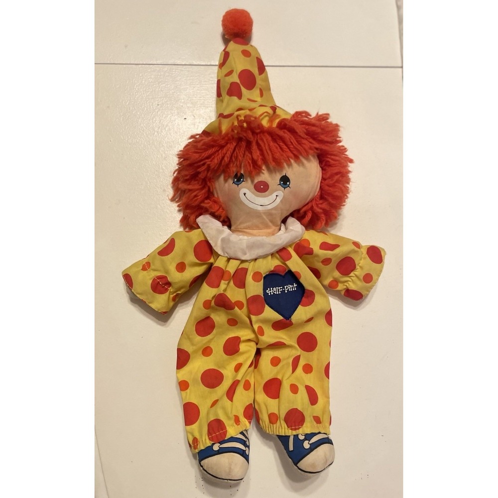 VTG Knickerbocker Clown Half-Pint Orange String Hair Polka Dot Outfit 13" Korea
